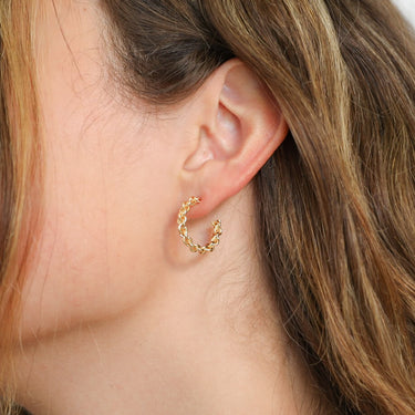 Gold Round Linked Hoop Earrings